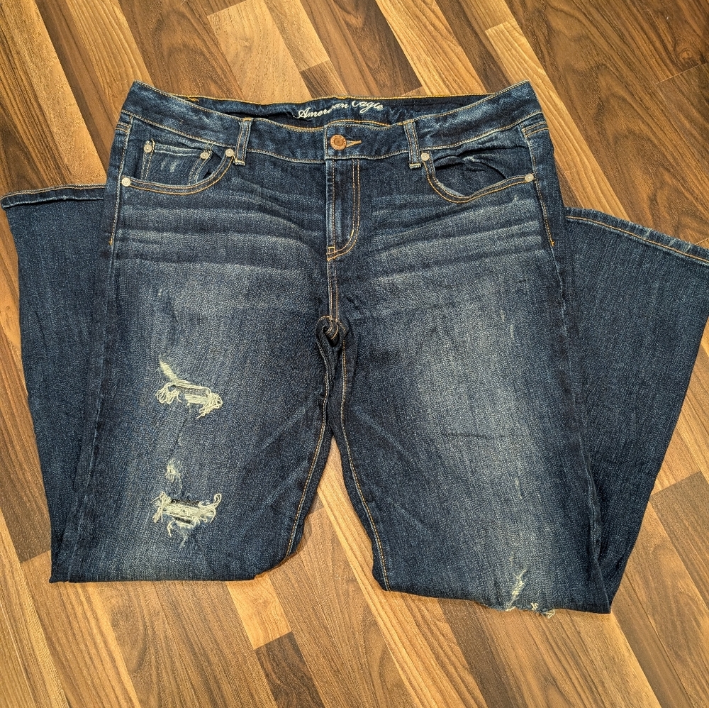 American Eagle Outfitters Dark Blue Straight Leg Jeans